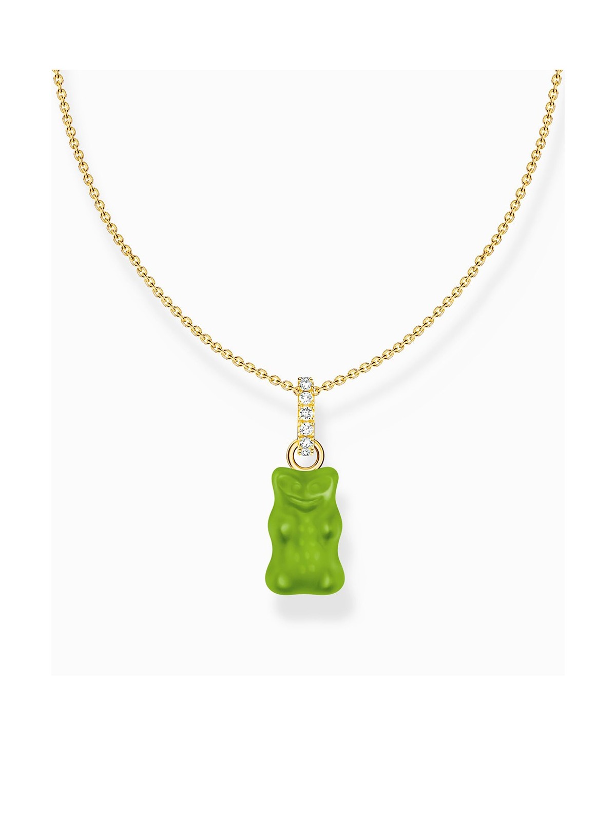 collana donna Thomas Sabo KE2209-414-6-L45V Gold-plated chain w. green Goldbears pendant