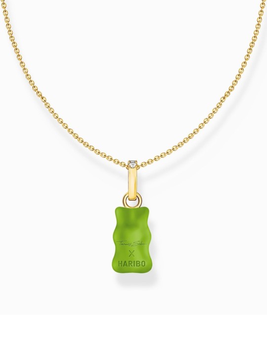 collana donna Thomas Sabo KE2209-414-6-L45V Gold-plated chain w. green Goldbears pendant