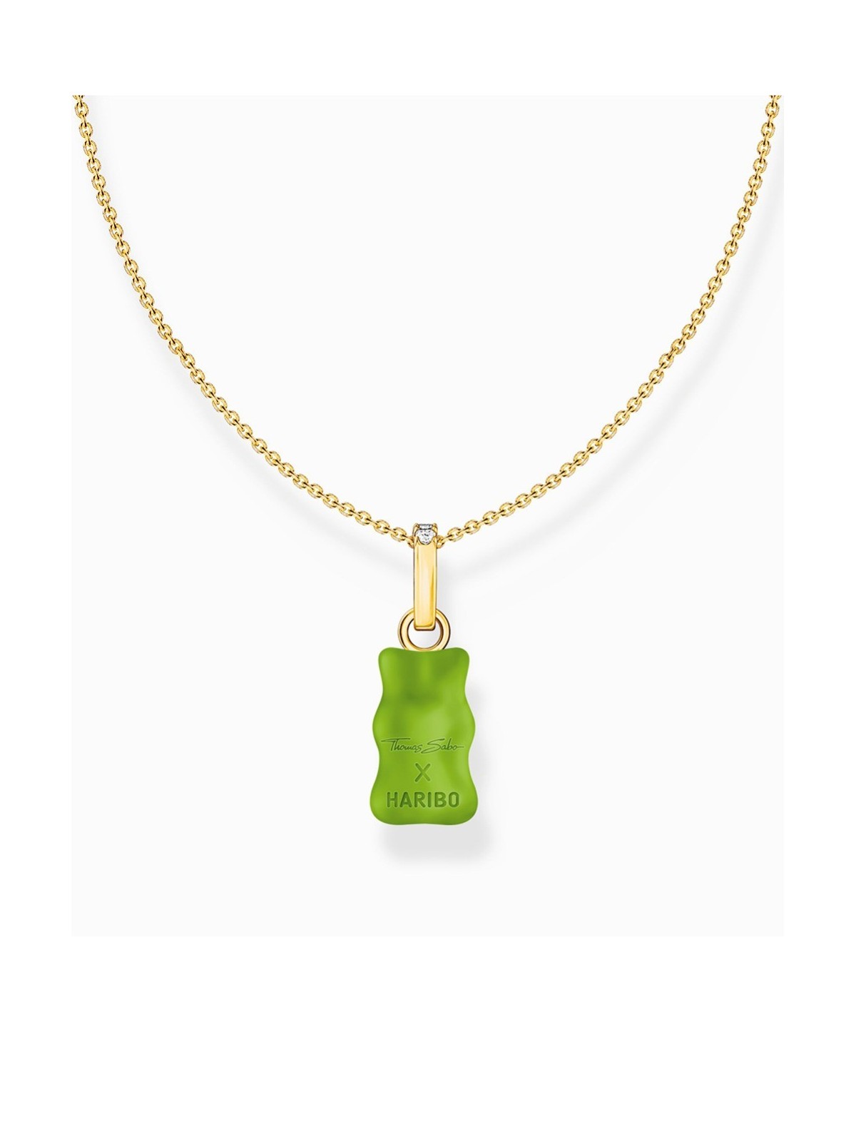 collana donna Thomas Sabo KE2209-414-6-L45V Gold-plated chain w. green Goldbears pendant
