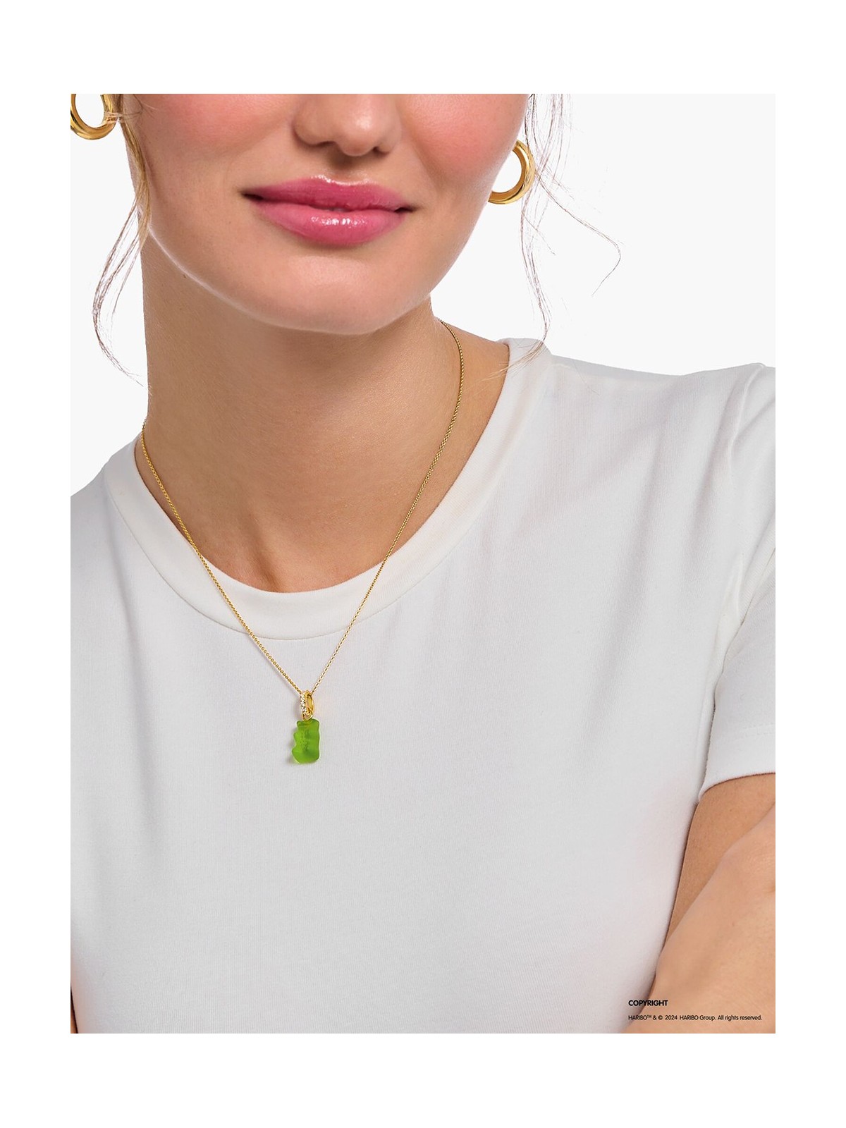 collana donna Thomas Sabo KE2209-414-6-L45V Gold-plated chain w. green Goldbears pendant