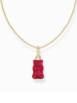 collana donna Thomas Sabo KE2209-414-10-L45 Gold-plated chain w. red Goldbears pendant