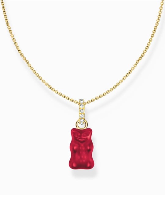 collana donna Thomas Sabo KE2209-414-10-L45 Gold-plated chain w. red Goldbears pendant