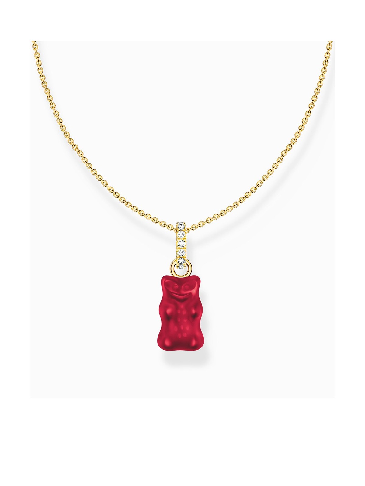 collana donna Thomas Sabo KE2209-414-10-L45 Gold-plated chain w. red Goldbears pendant