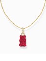 collana donna Thomas Sabo KE2209-414-10-L45 Gold-plated chain w. red Goldbears pendant