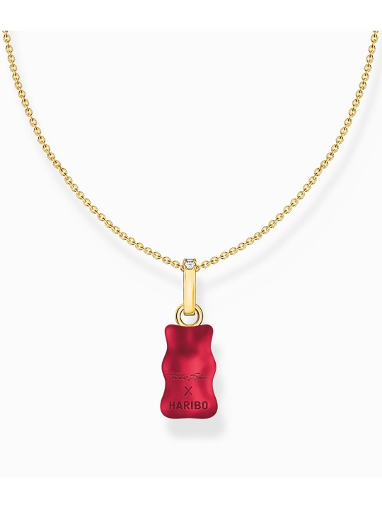 collana donna Thomas Sabo KE2209-414-10-L45 Gold-plated chain w. red Goldbears pendant