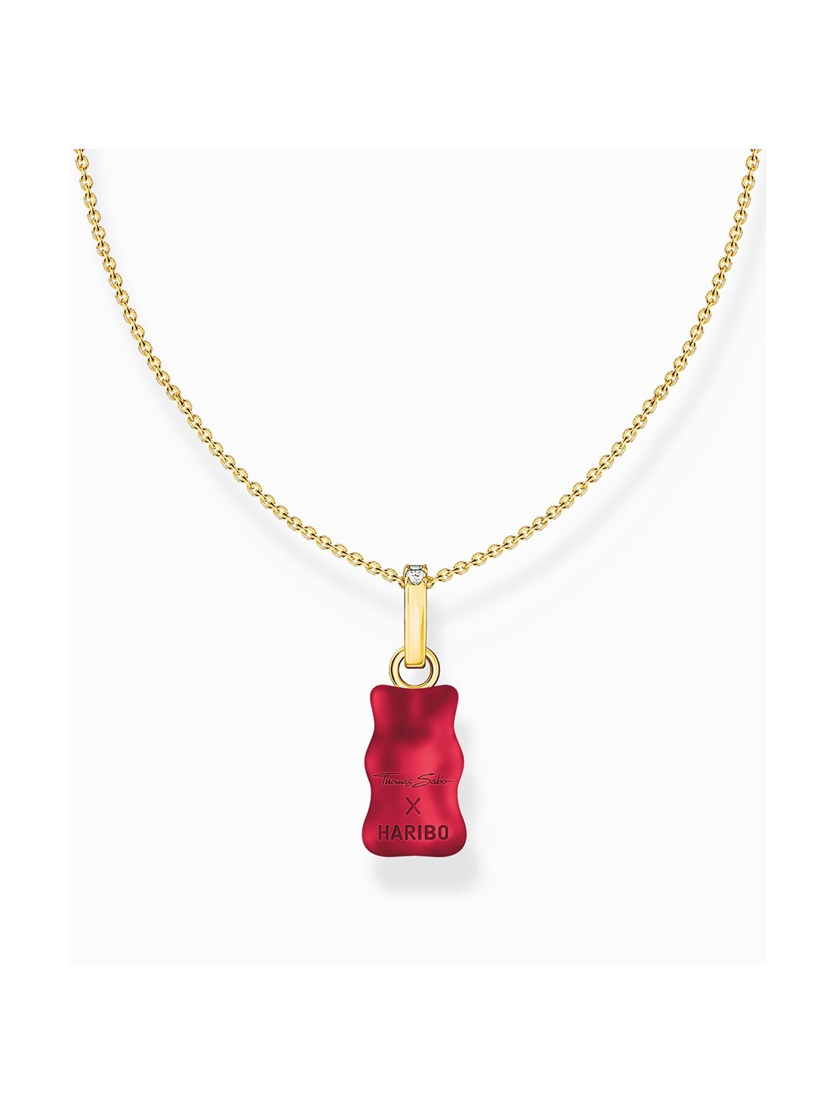 collana donna Thomas Sabo KE2209-414-10-L45 Gold-plated chain w. red Goldbears pendant