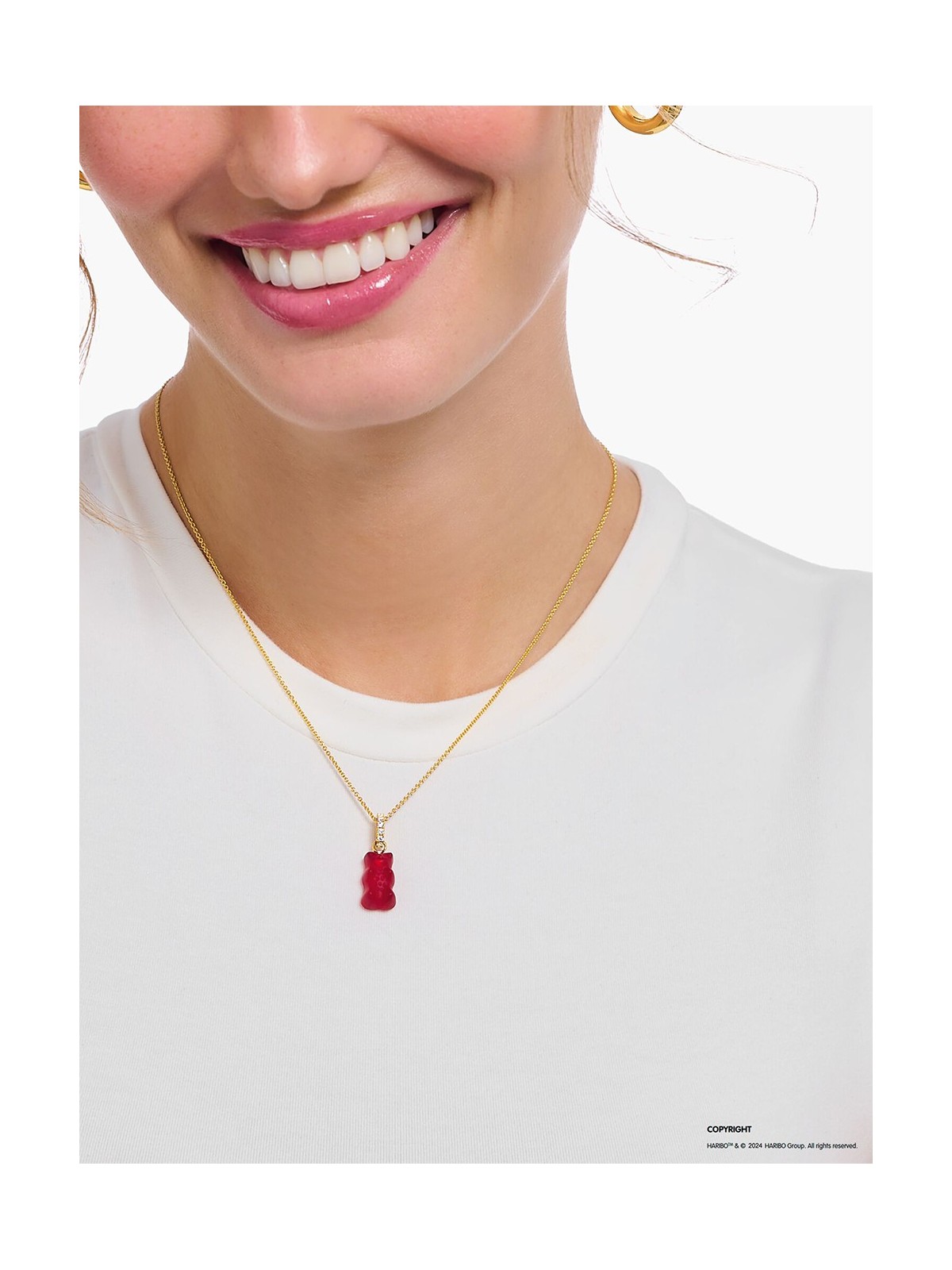 collana donna Thomas Sabo KE2209-414-10-L45 Gold-plated chain w. red Goldbears pendant