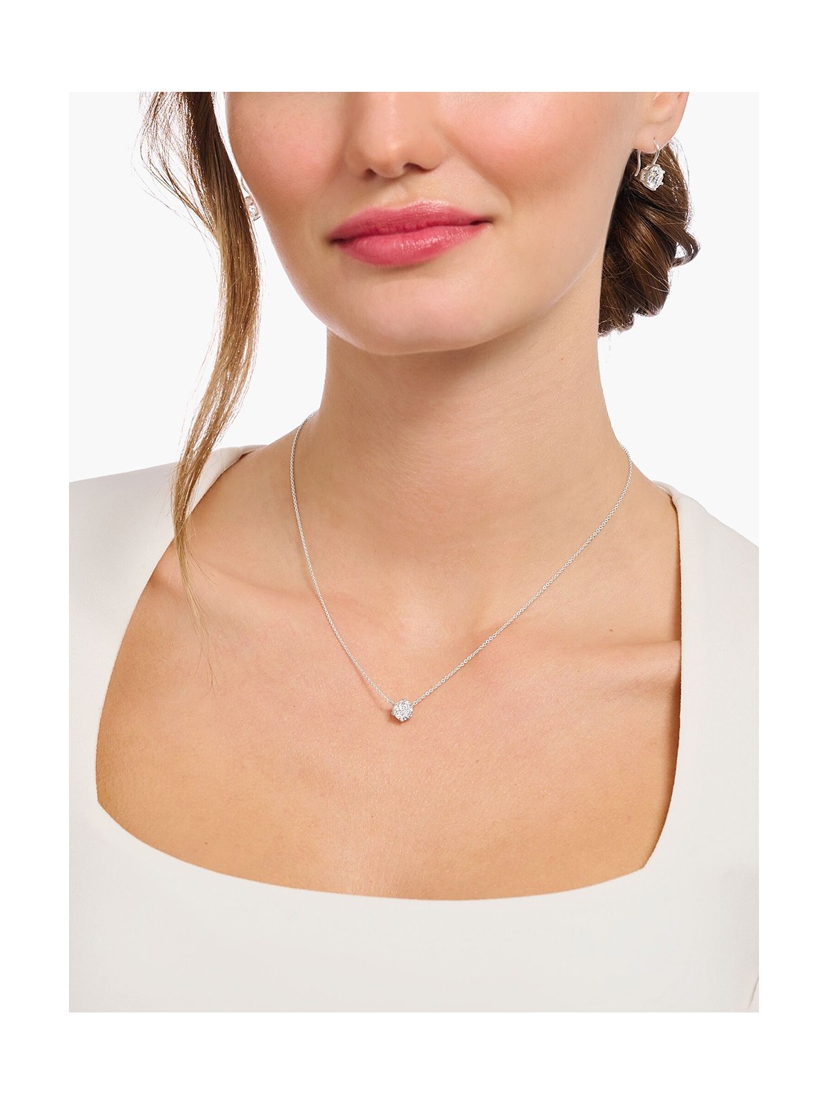 collana donna Thomas Sabo KE2210-051-14-L45V Silver necklace w. white zirconia pendant