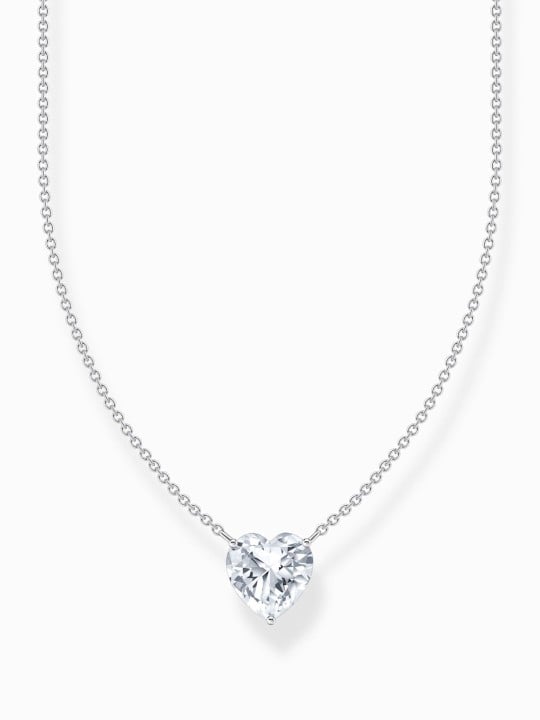 collana donna Thomas Sabo KE2211-051-14-L45V Silver necklace w. white heart pendant