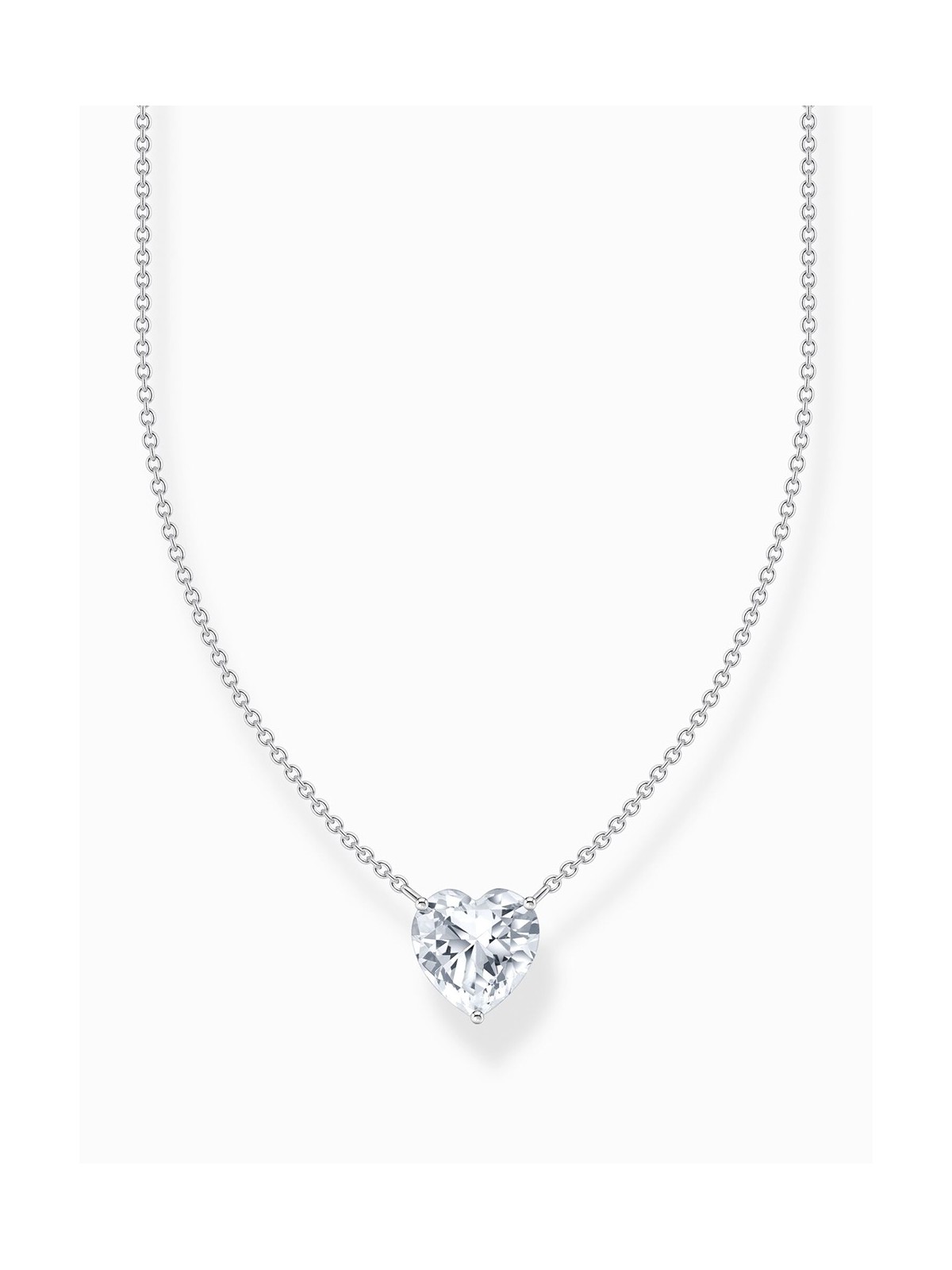 collana donna Thomas Sabo KE2211-051-14-L45V Silver necklace w. white heart pendant