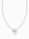 collana donna Thomas Sabo KE2211-051-14-L45V Silver necklace w. white heart pendant