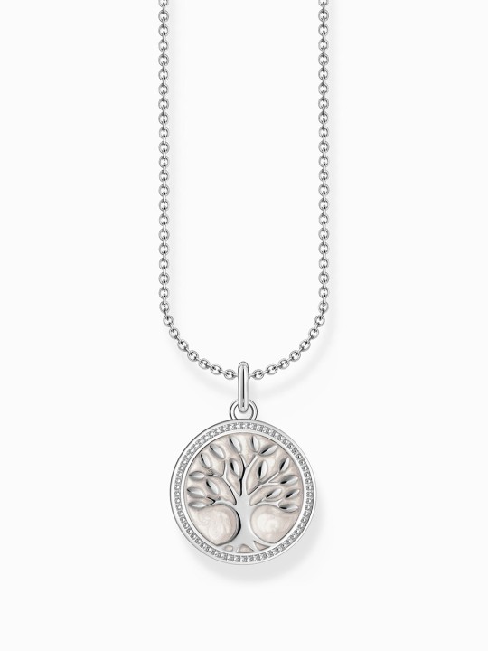 collana donna Thomas Sabo KE2220-007-21-L45V Silver necklace w. Tree of Love pendant u. weißer Emaille