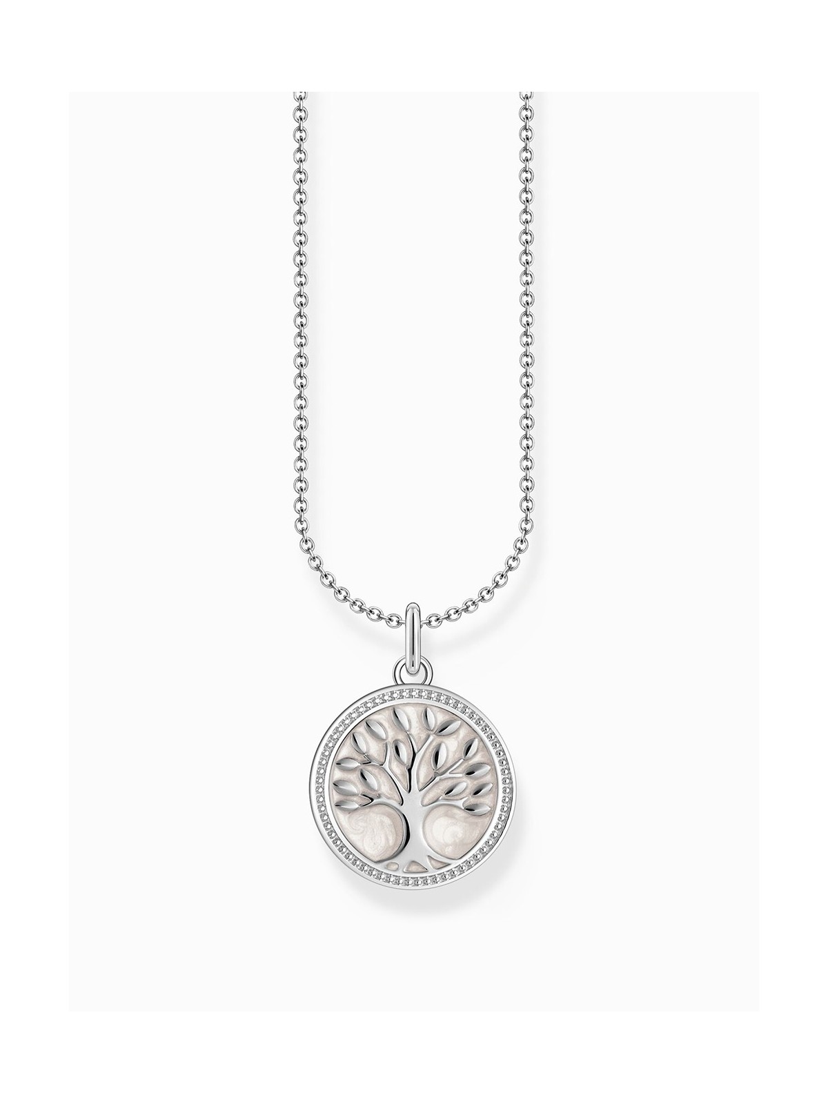 collana donna Thomas Sabo KE2220-007-21-L45V Silver necklace w. Tree of Love pendant u. weißer Emaille