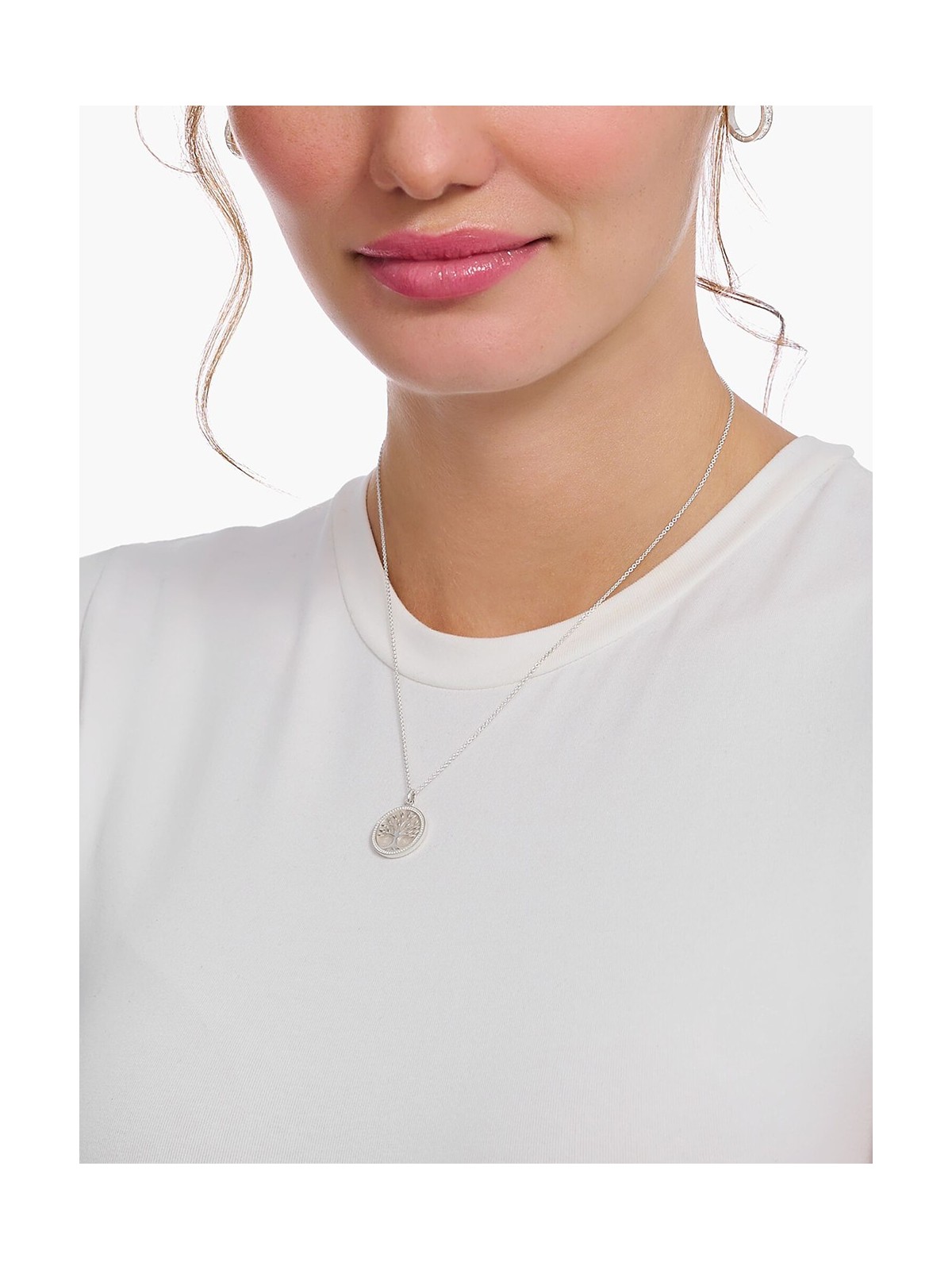 collana donna Thomas Sabo KE2220-007-21-L45V Silver necklace w. Tree of Love pendant u. weißer Emaille
