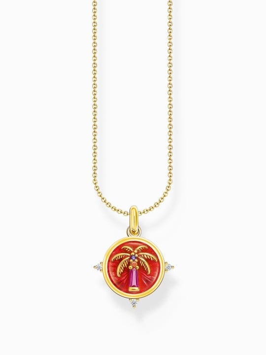 collana donna Thomas Sabo KE2204-471-7-L45V Gold-plated necklace w. palm pendant
