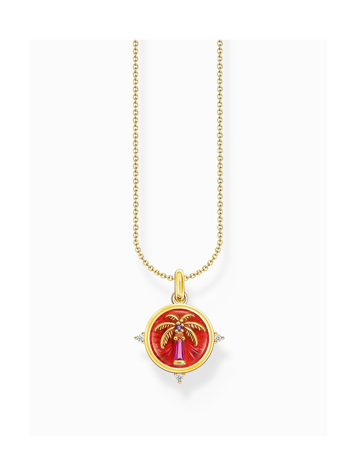 collana donna Thomas Sabo KE2204-471-7-L45V Gold-plated necklace w. palm pendant
