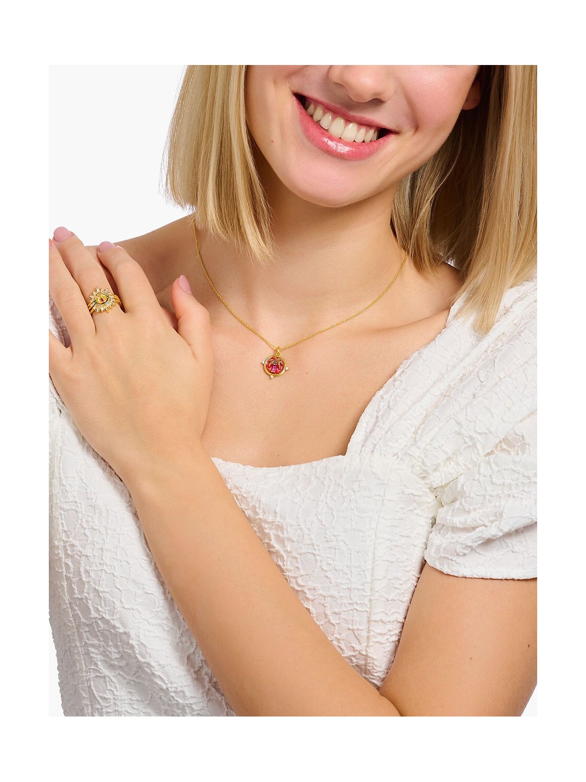 collana donna Thomas Sabo KE2204-471-7-L45V Gold-plated necklace w. palm pendant