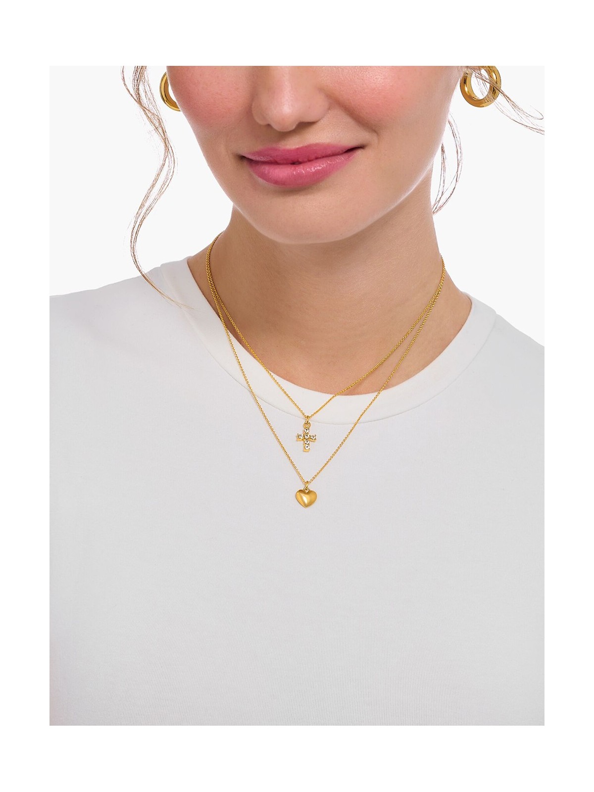 collana donna Thomas Sabo KE2234-413-39-L45V Gold-plated necklace w. heart pendant