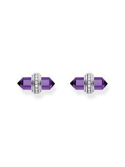 orecchini donna Thomas Sabo H2281-643-13 Silver stud earrings w. violet onyx
