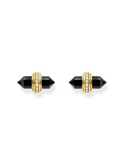 orecchini donna Thomas Sabo H2281-177-11 Gold stud earrings w. black onyx