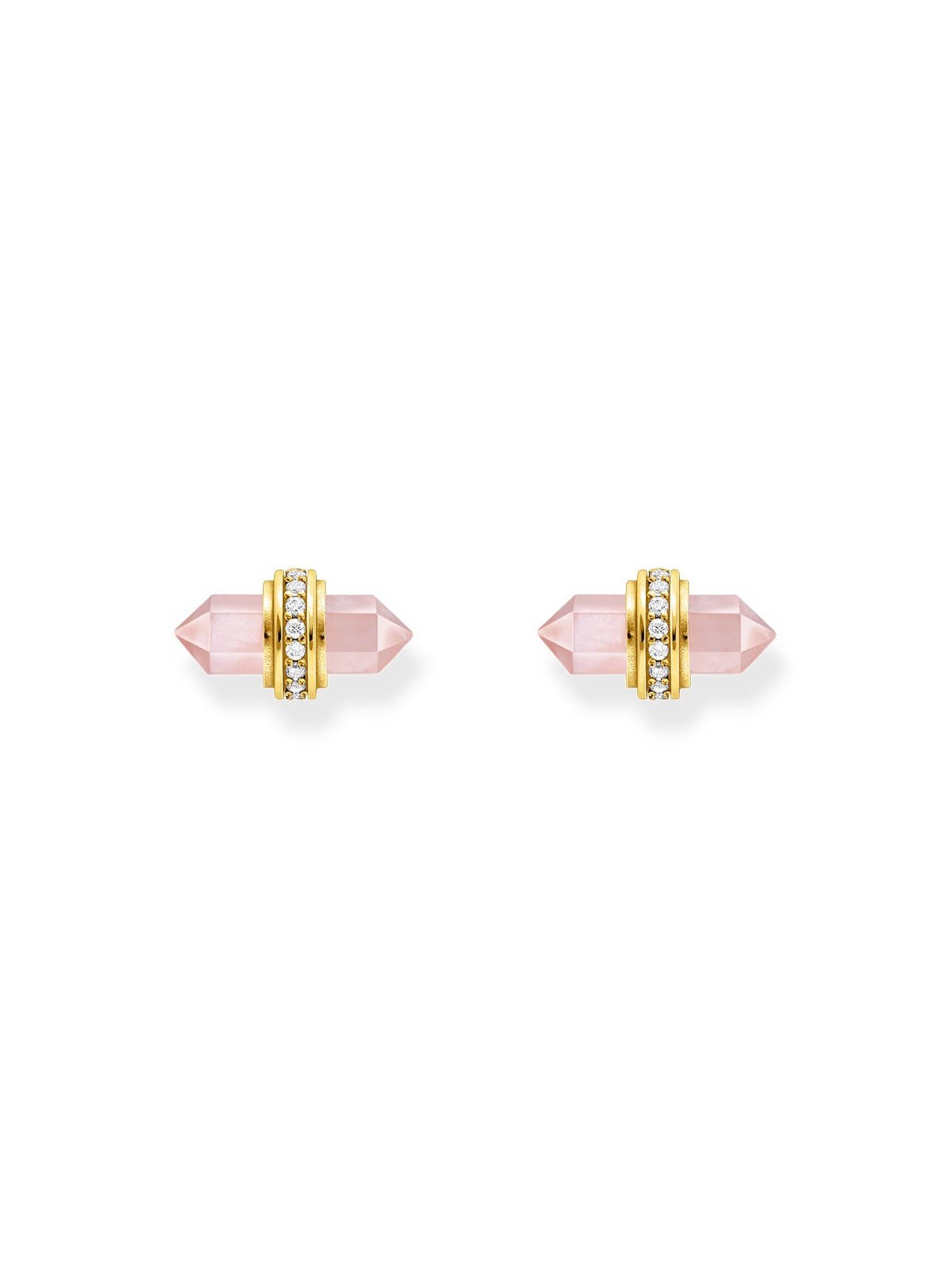 orecchini donna Thomas Sabo H2281-414-9 Gold stud earrings w. pink onyx
