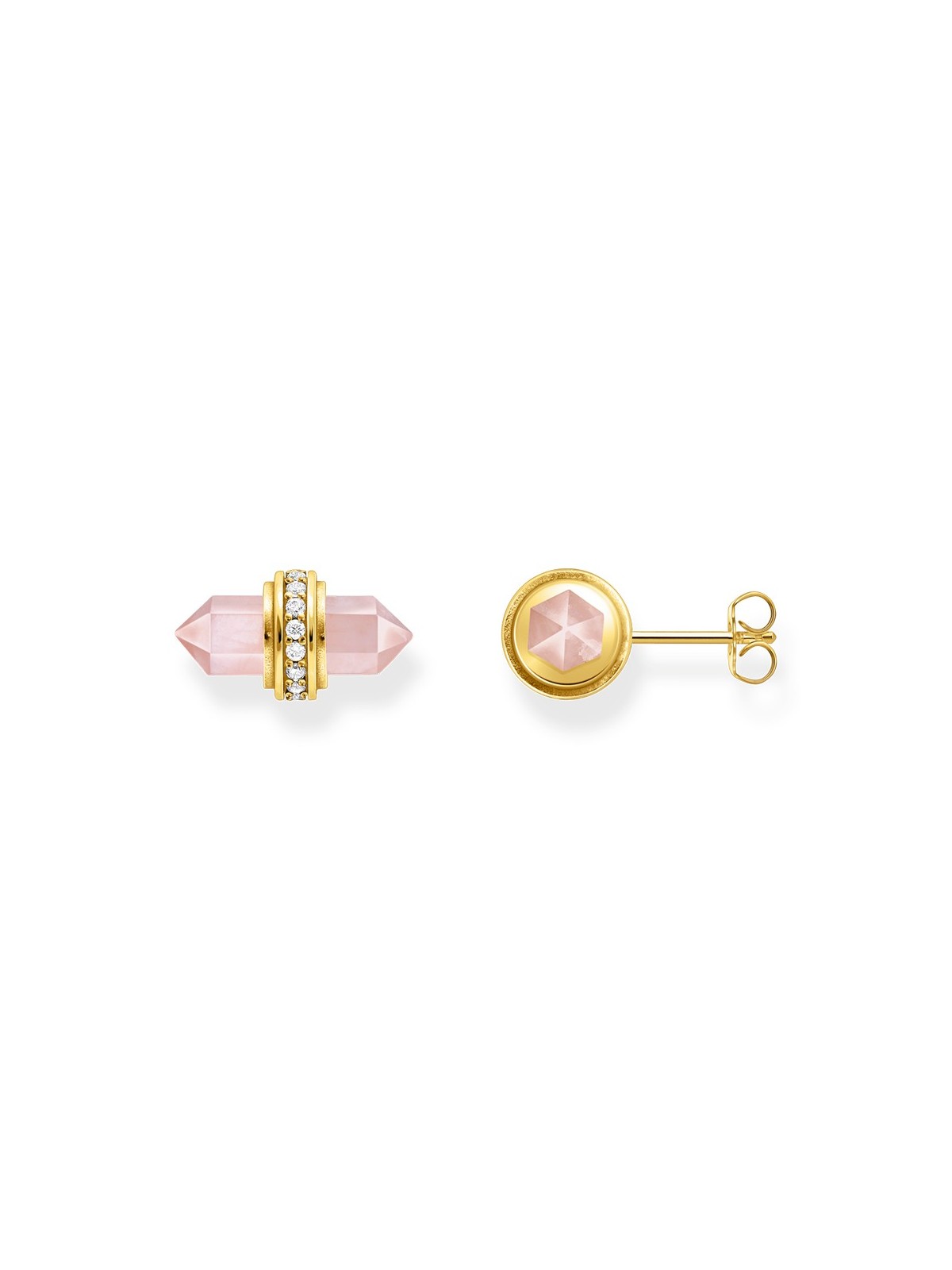 orecchini donna Thomas Sabo H2281-414-9 Gold stud earrings w. pink onyx