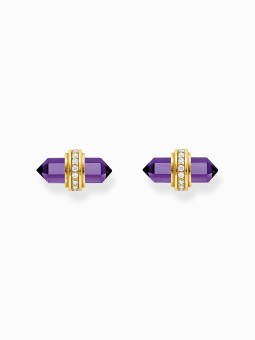 orecchini donna Thomas Sabo H2281-414-13 Gold stud earrings w. violet onyx