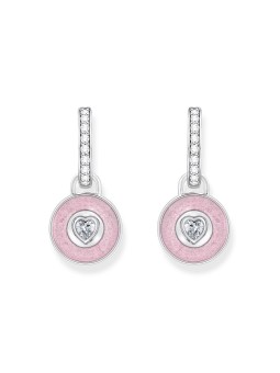 orecchini donna Thomas Sabo CR723-691-9 Silver hoop earrings w. pink pendant & zirconia