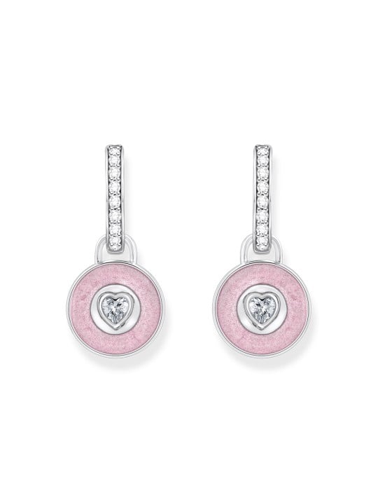 orecchini donna Thomas Sabo CR723-691-9 Silver hoop earrings w. pink pendant & zirconia