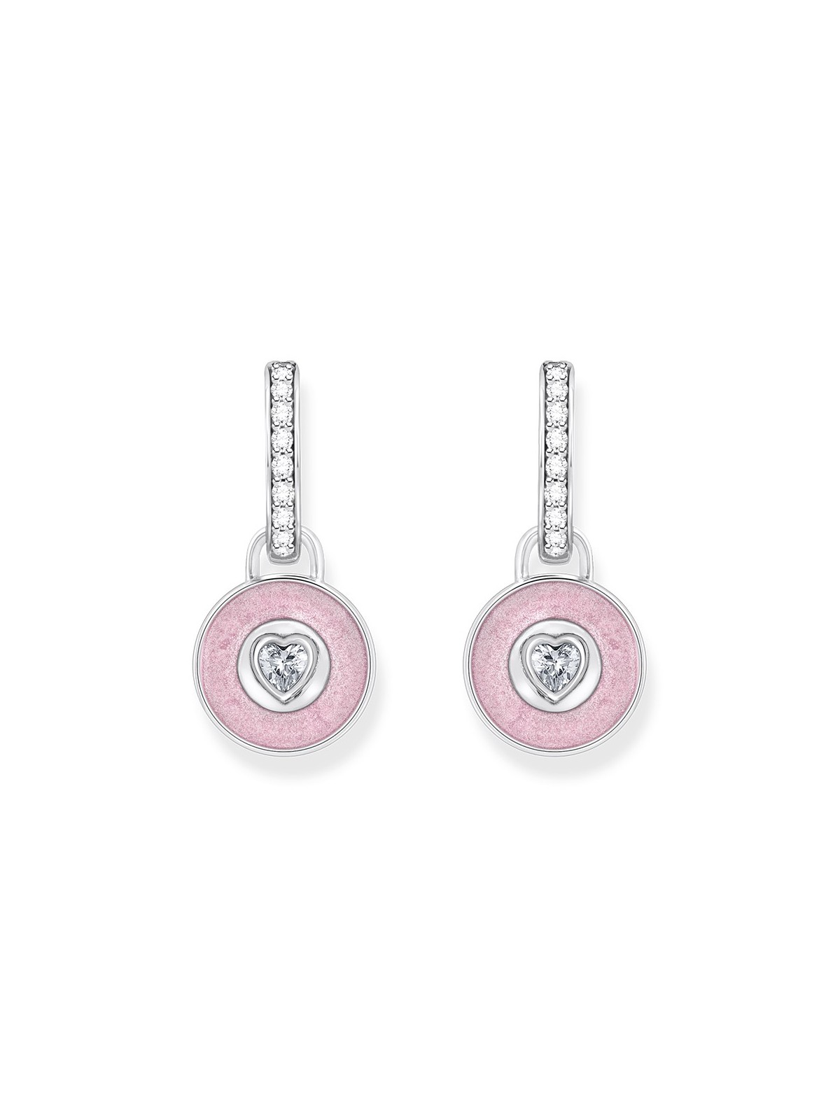 orecchini donna Thomas Sabo CR723-691-9 Silver hoop earrings w. pink pendant & zirconia