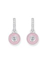 orecchini donna Thomas Sabo CR723-691-9 Silver hoop earrings w. pink pendant & zirconia
