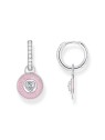 orecchini donna Thomas Sabo CR723-691-9 Silver hoop earrings w. pink pendant & zirconia