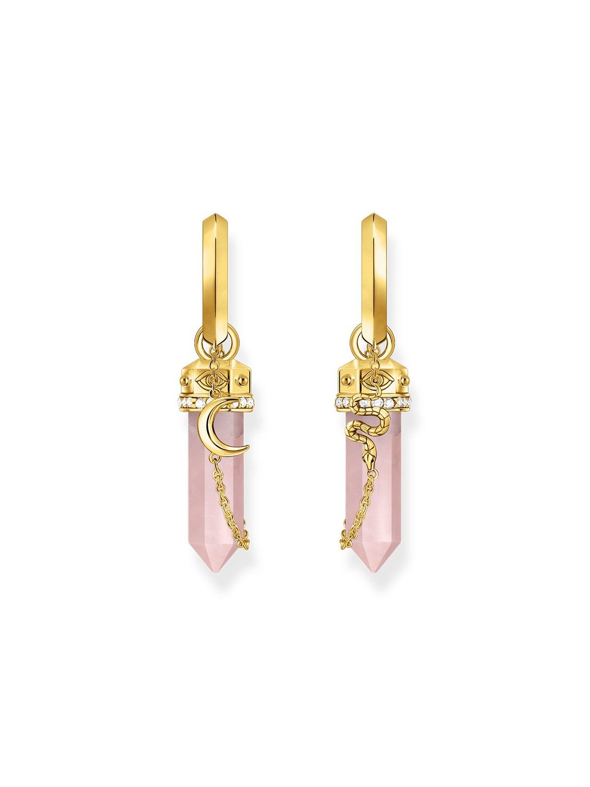 orecchini donna Thomas Sabo CR722-414-9 Gold Hoop Earrings w. pink crystal pendant & symbols