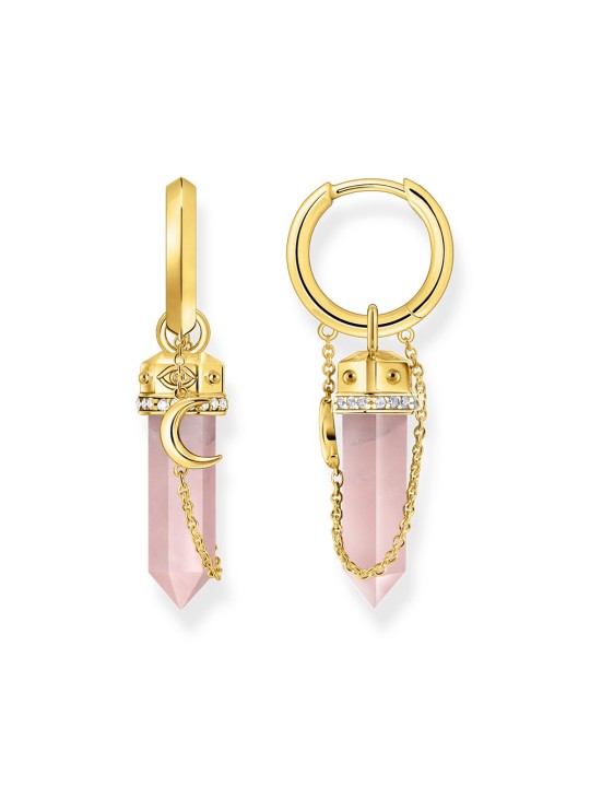 orecchini donna Thomas Sabo CR722-414-9 Gold Hoop Earrings w. pink crystal pendant & symbols