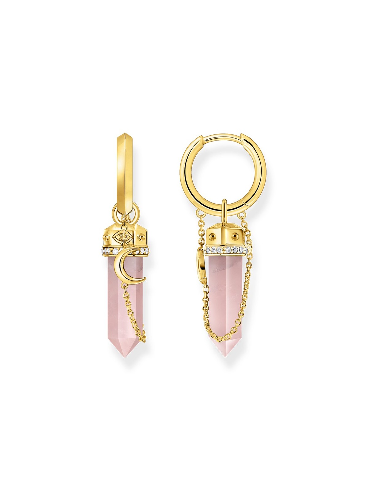 orecchini donna Thomas Sabo CR722-414-9 Gold Hoop Earrings w. pink crystal pendant & symbols
