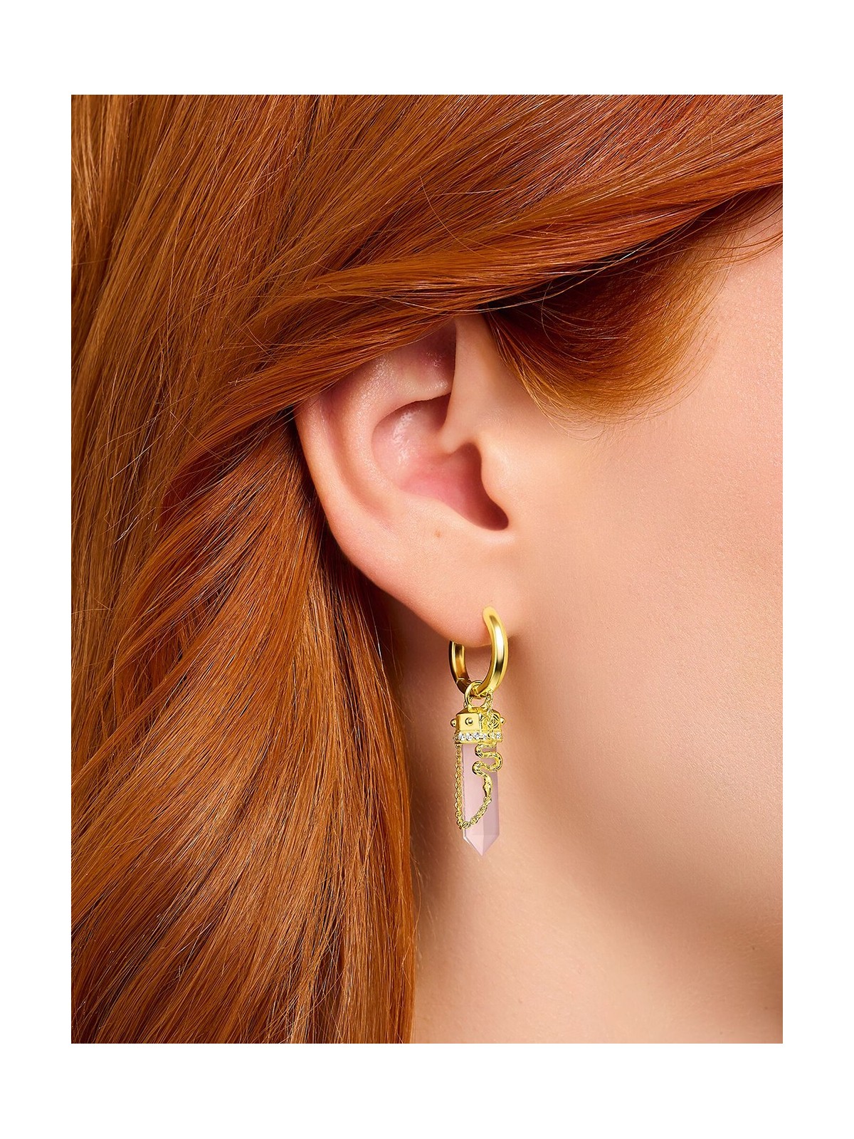 orecchini donna Thomas Sabo CR722-414-9 Gold Hoop Earrings w. pink crystal pendant & symbols
