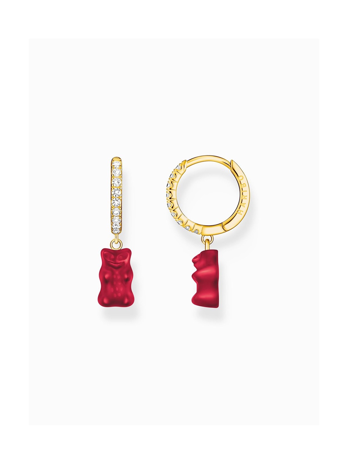 orecchini donna Thomas Sabo CR726-414-10 Gold single hoop earrings w. red Goldbears