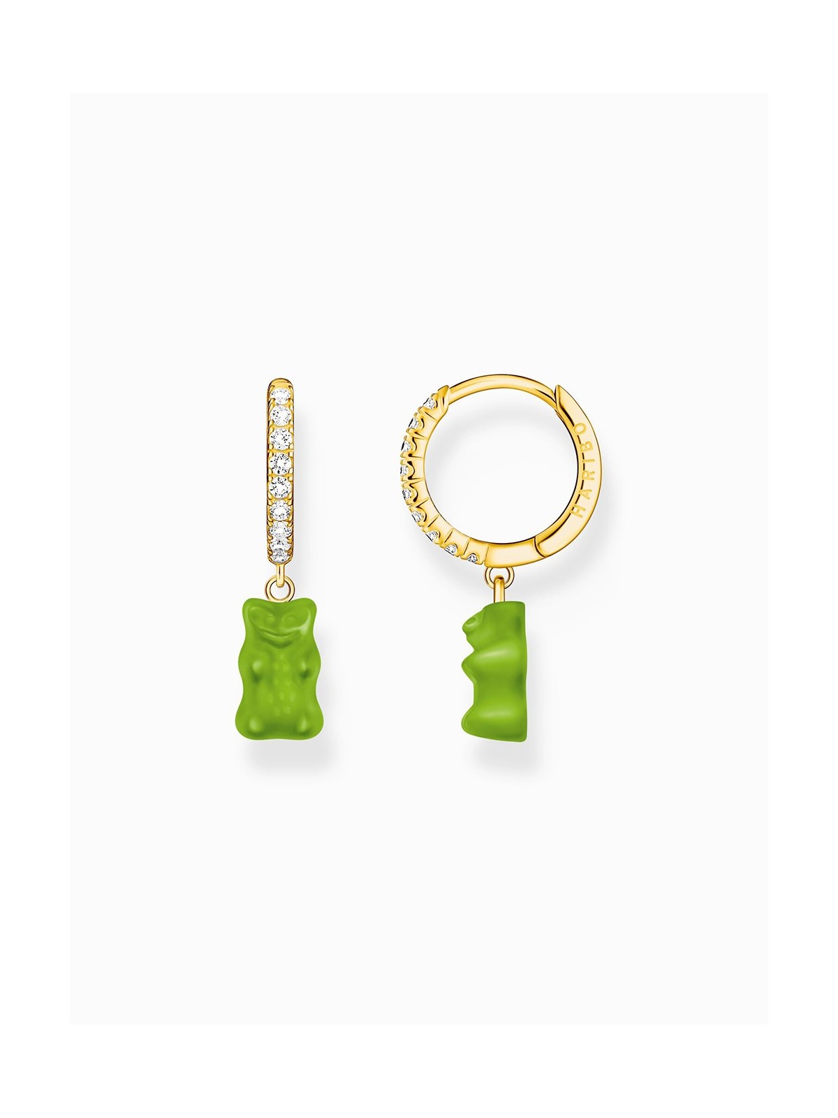 orecchini donna Thomas Sabo CR726-414-6 Gold single hoop earrings w. green Goldbears