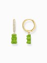 orecchini donna Thomas Sabo CR726-414-6 Gold single hoop earrings w. green Goldbears