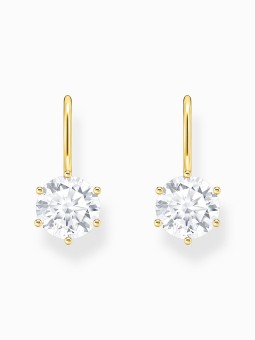 orecchini donna Thomas Sabo H2287-414-14 Gold-plated dangle earrings w. large white zirconia