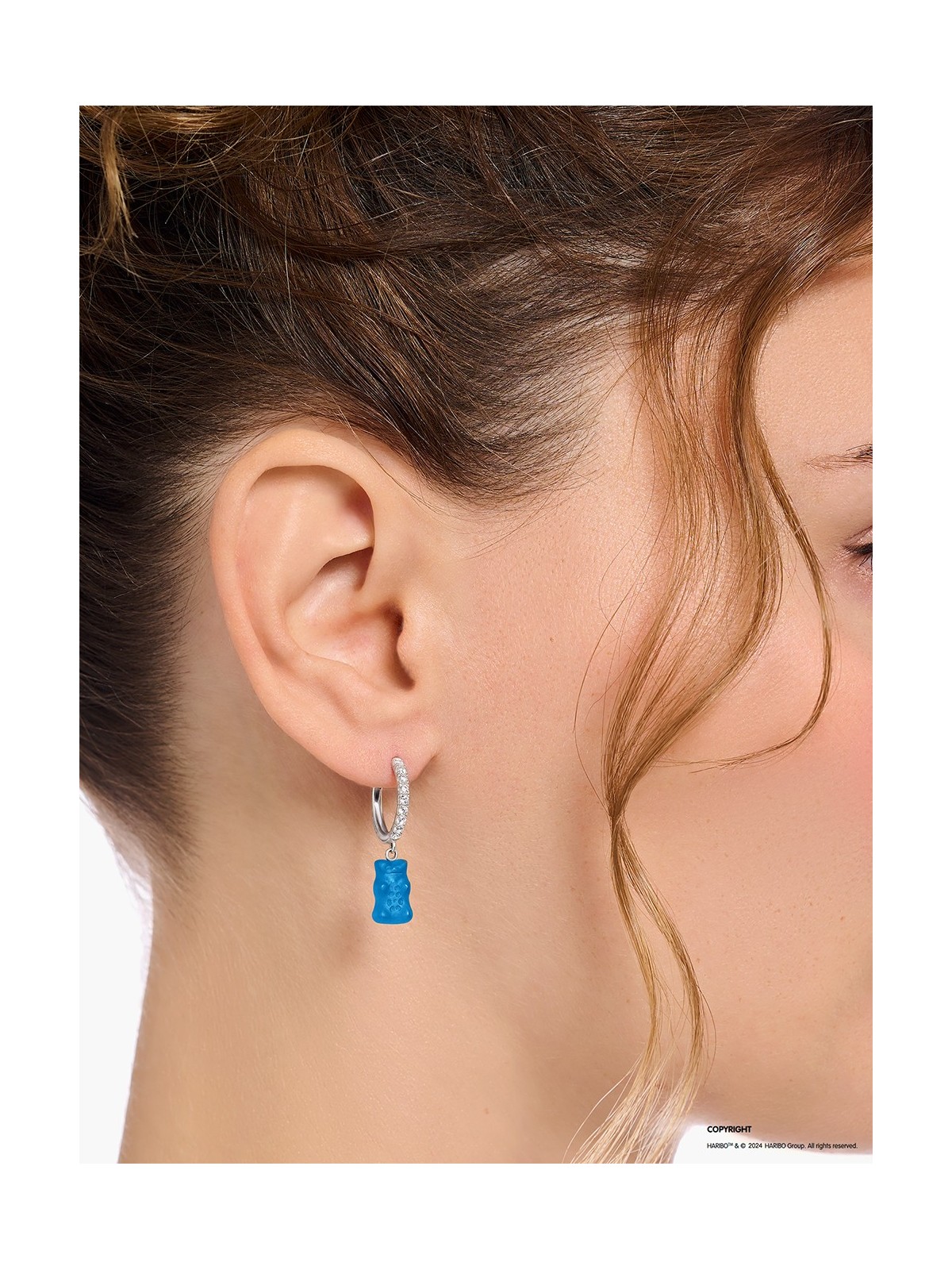 orecchini donna Thomas Sabo CR726-052-1 Silver single creole with blue gold bear ladies