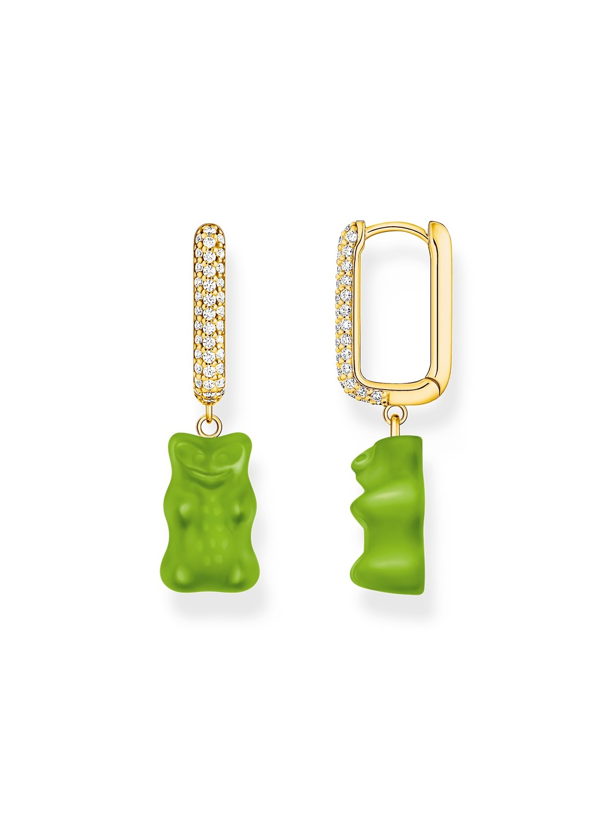 orecchini donna Thomas Sabo CR727-414-6 Gold-plated single hoop earrings w. red Goldbears in Midiversion