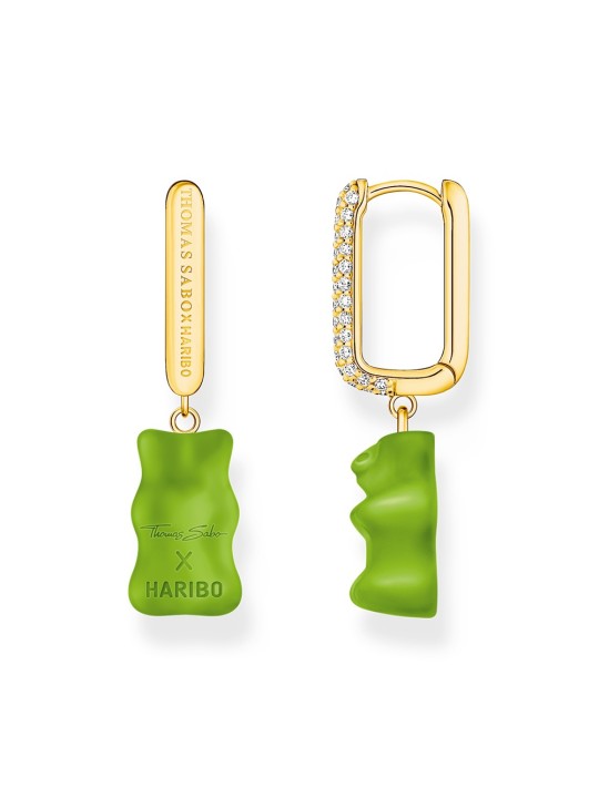 orecchini donna Thomas Sabo CR727-414-6 Gold-plated single hoop earrings w. red Goldbears in Midiversion
