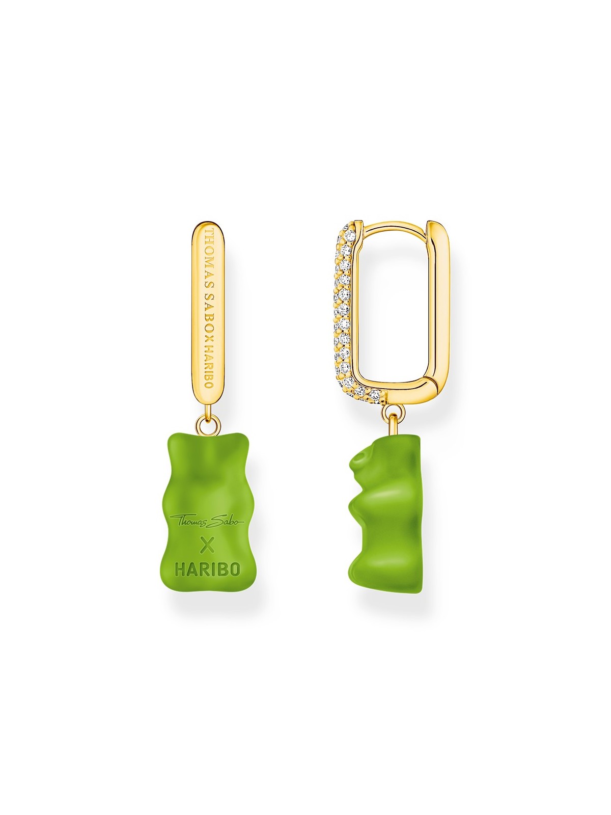 orecchini donna Thomas Sabo CR727-414-6 Gold-plated single hoop earrings w. red Goldbears in Midiversion