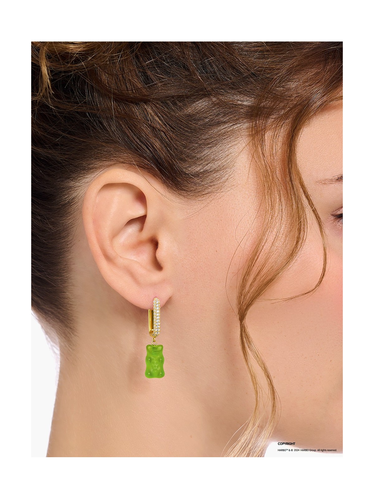 orecchini donna Thomas Sabo CR727-414-6 Gold-plated single hoop earrings w. red Goldbears in Midiversion