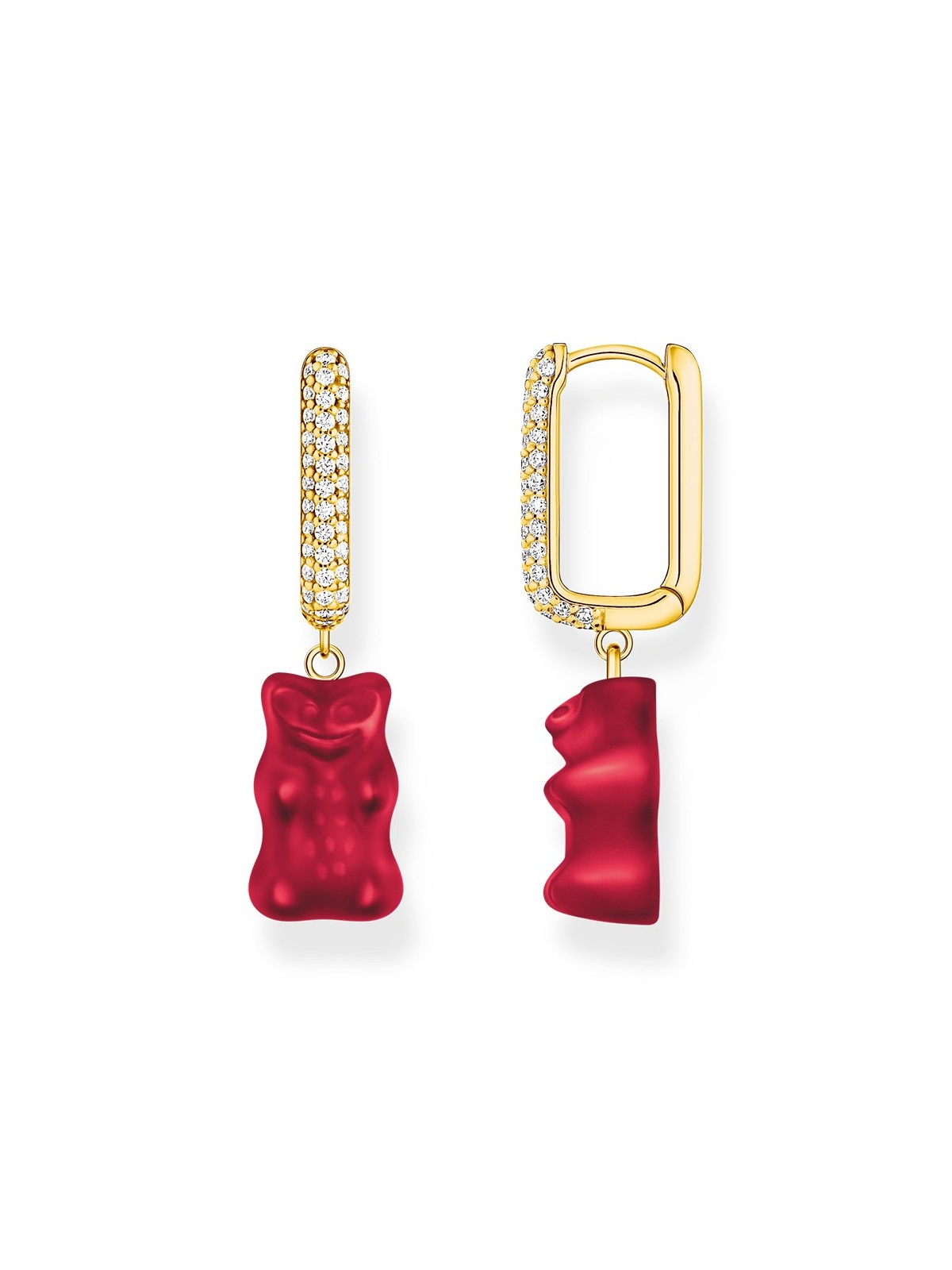 orecchini donna Thomas Sabo CR727-414-10 Gold-plated single creole with red gold bear in midi version Ladies