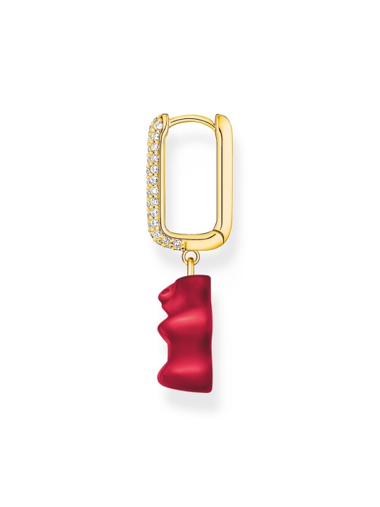 orecchini donna Thomas Sabo CR727-414-10 Gold-plated single creole with red gold bear in midi version Ladies