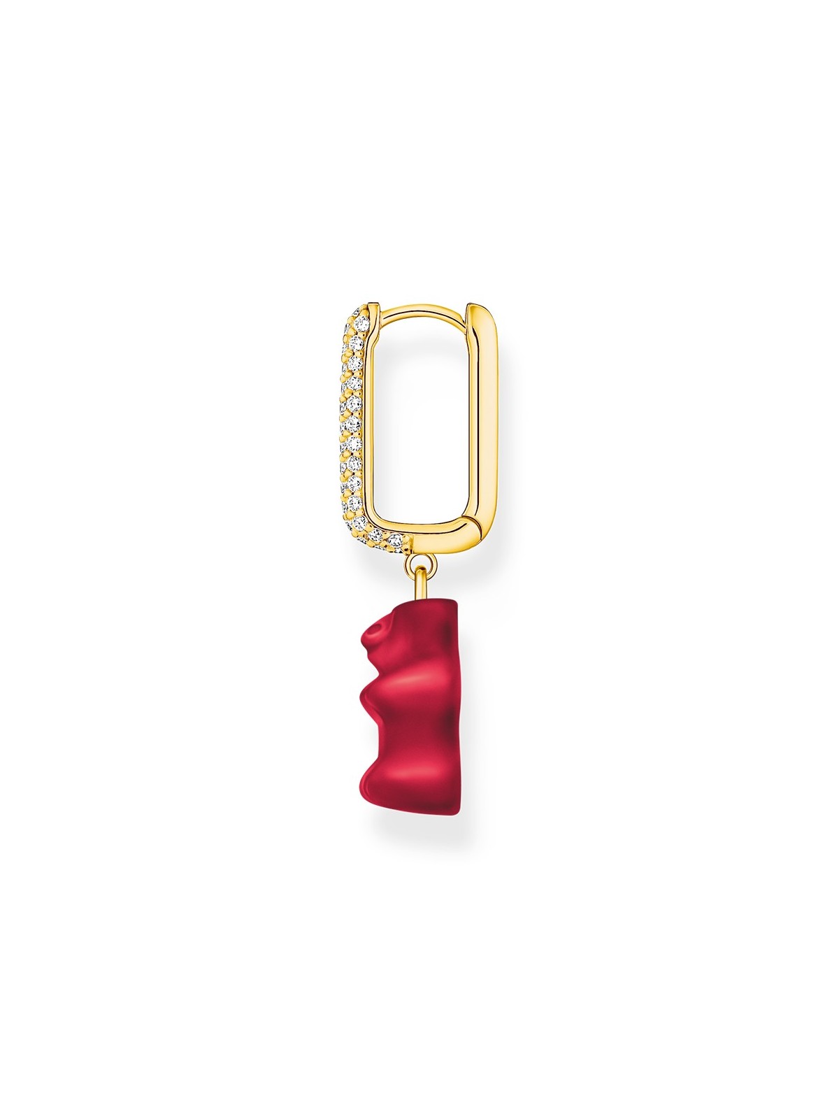 orecchini donna Thomas Sabo CR727-414-10 Gold-plated single creole with red gold bear in midi version Ladies