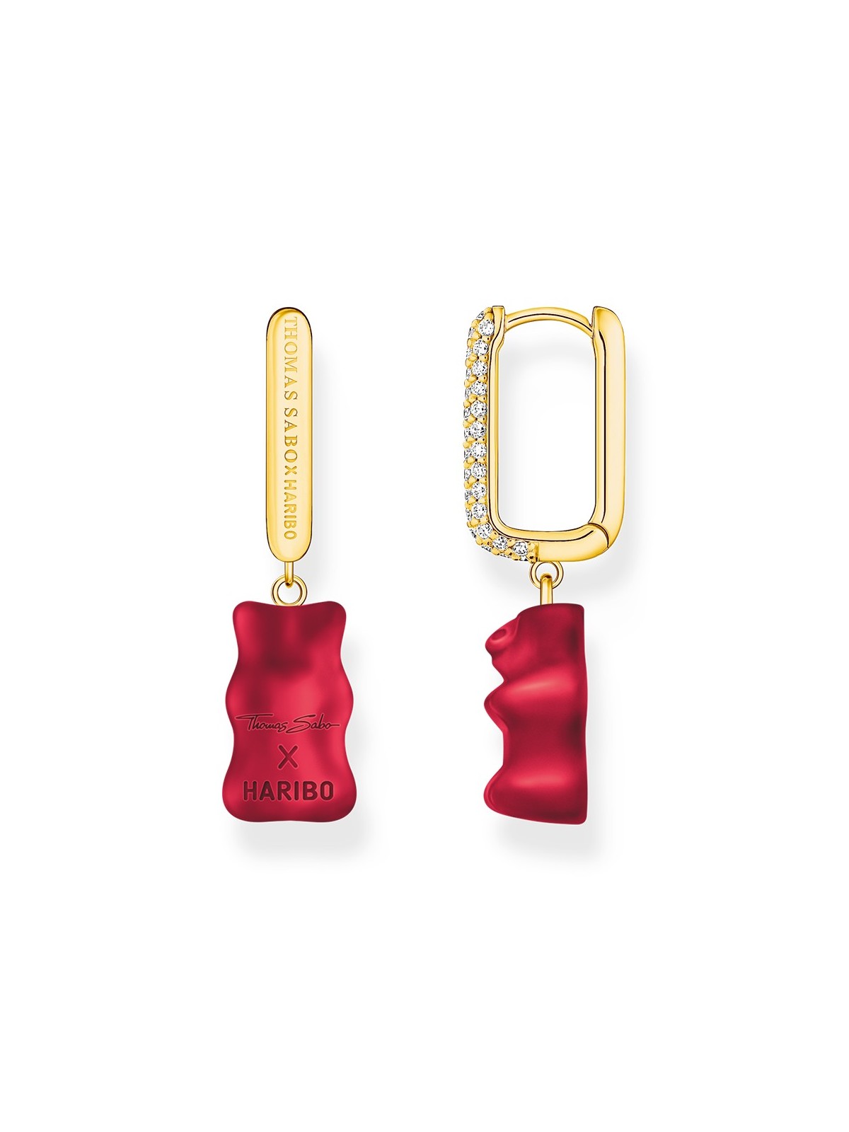 orecchini donna Thomas Sabo CR727-414-10 Gold-plated single creole with red gold bear in midi version Ladies