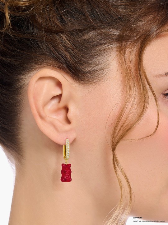 orecchini donna Thomas Sabo CR727-414-10 Gold-plated single creole with red gold bear in midi version Ladies